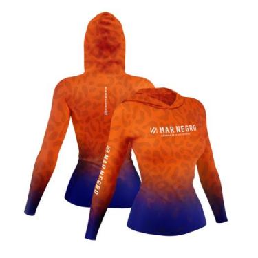 Imagem de Camiseta Feminina Capuz Mar Negro Sublimada Camisa Pesca Peixe Dry Fit