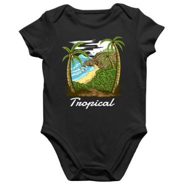 Imagem de Body Bebê Algodão Tropical Beach - Foca na Moda, Preto, GG