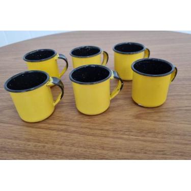 Imagem de Bule Café Esmaltado 1,25 Litros 6 Xícaras 70ml e Bandeja Amarelo - Met