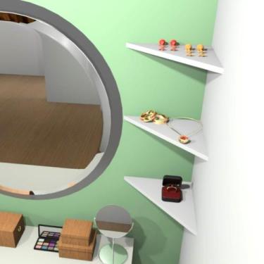 Imagem de Kit 3 Prateleiras De Canto Em MDF Para Decoração/Sala/Cozinha/Quarto/E