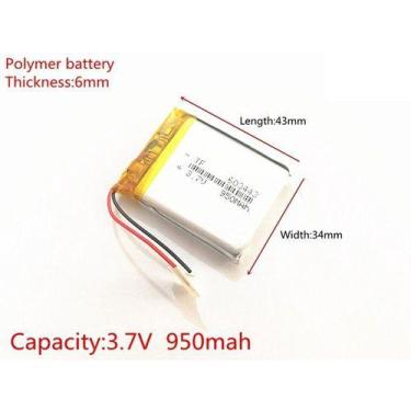 Imagem de Bateria  6mm X 34mm X 43mm  2 Fios 950 Mah Nova - KMIG
