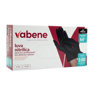 Imagem de Luva nitrilica descartavel preta 100un ca 47623 vabene, G