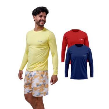 Imagem de Kit Com 2 Camisetas Manga Longa Com Proteção Uv Masculina - Sunset, GG