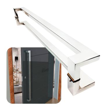 Imagem de Puxador Portas Duplo Aço Inox Polido Grécia 2 m para portas: pivotantes/madeira/vidro temperado/porta alumínio e portões