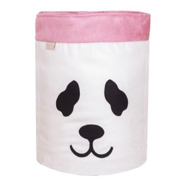 Imagem de Cesto Organizador Para Brinquedos  - Bebê & Enxoval, Panda Cru/Rose