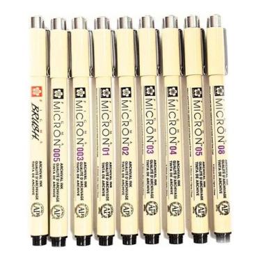 Imagem de 9X Caneta Pigma Micron Xsdk Preta  Sakura