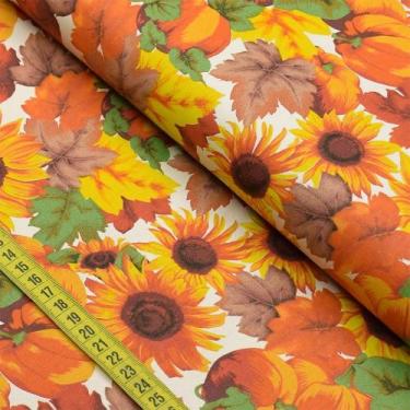 Imagem de Tecido Estampado para Patchwork - Harvest : Abóbora com Girassol (0,50