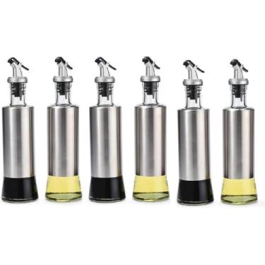 Imagem de Kit 6 Galheteiros Azeite Vinagre 300ml Vidro C/ Dosador Inox - Wincy
