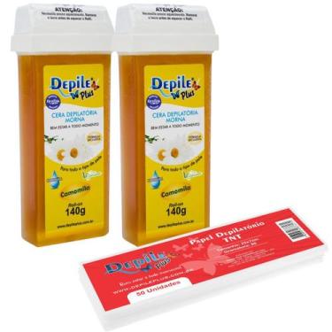 Imagem de 2 Roll-on Cera Depilatória Camomila +Papel Depilatório 50 Fl - Depile 
