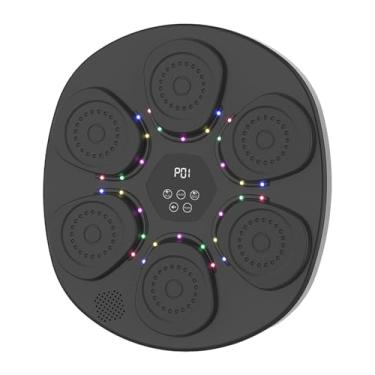 Imagem de UGPLM Máquina de boxe musical, alvo de parede de boxe eletrônico, almofada de socos, treinador de boxe iluminado para caratê, kickboxing, prática, Preto