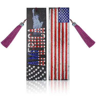 Imagem de MWOOT 2 Pcs American Flag 5D Diamond Art Painting DIY Bookmarks, Marque-Pages Broderie Diamant Leather Tassel Bookmark, Statue of Liberty Beaded Book Marks for Independence Day July Fourth Giftqq