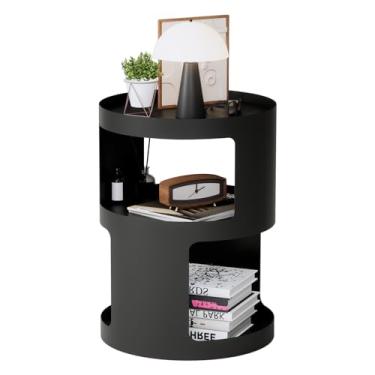 Imagem de Mesa lateral, mesa de canto redonda, mesa de cabeceira moderna, mesa de destaque de metal, mesa lateral pequena para sala de estar, quarto, entrada externa, mesa de cabeceira, sem necessidade de