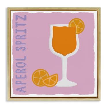 Imagem de Stupell Industries Aperol Spritz Cocktail Framed Floater Canvas Wall Art Design por Natalie Carpentieri, moldura flutuante dourada, 63 x 63 cm