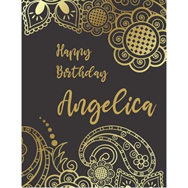 Imagem de Happy Birthday Angelica: DOTTED Journal 8.5x11 LARGE Notebook A4 Luxurious MATTE Cover 120 Pages Dot Grid Paper Floral Name Gifts For Angelica Dot Graph Sketchbook