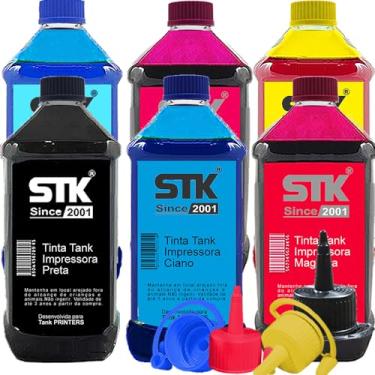 Imagem de Kit 6 Tintas Stkink Compatível Impressoras T673 L800 L805 L850 L1800 t50 Tx720 Tx730 100ml