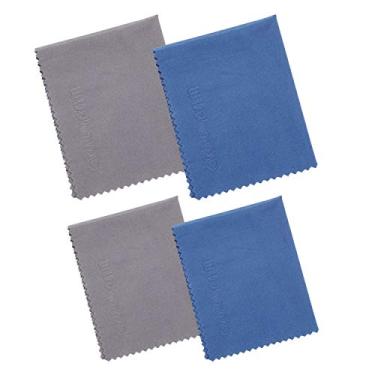 Imagem de Pano de limpeza de microfibra Wisdompro para lentes de câmera, vidro, lentes, telefone, iPhone, iPad, tablet, laptop, TV LCD, tela de computador, monitor e outras superfícies delicadas, Large Grey + Blue