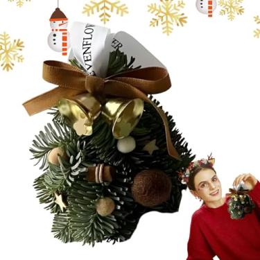 Imagem de Árvore de Natal de mesa pequena,Árvore de Natal de mesa pequena,Ornamentos para centros de mesa à prova d'água | Árvore de Natal pequena artificial de PVC com sino para família, amigos e colegas