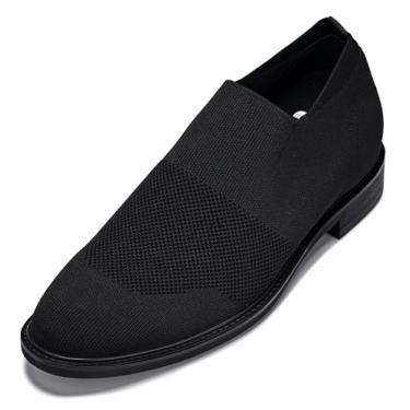 Imagem de CALTO Sapatos masculinos invisíveis que aumentam a altura – Ultraleve, sem fecho, de malha, elegante, casual – 6 cm mais alto, Sola preta/preta, 38