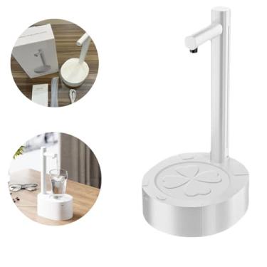 Imagem de Bomba de Água Elétrica Bebedouro Suporte Copo Carregamento USB Automático Galão (Branco)