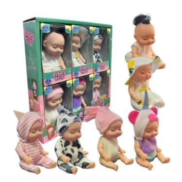 Imagem de Kit Com 6 Mini Bonecas Bebe Reborn 11cm Realismo Miniatura - BBLK