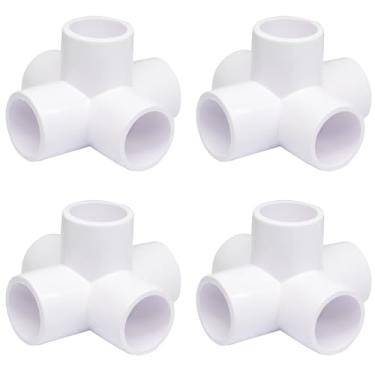 Imagem de Litoexpe 4 peças 1/2 polegada 5 Way PVC encaixe cotovelo grau móveis conector de cotovelo para tubo para prateleira de PVC DIY, estrutura de armazenamento