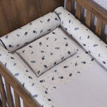 Imagem de Kit para Berço Jogo de Lençol com Rolinhos 100% Algodão 7 Peças - Spac