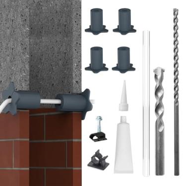 Imagem de Kit de roteamento de cabos Starlink de 5/20.3 cm, 4 peças, acessórios para passagem de cabos com broca de pá de 5/20.3 cm, 50 pontas de fios de parede, design especial para concreto e parede de