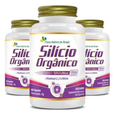 Imagem de Kit Silício SiliciuMax® com Vitaminas A, C, E + Biotina 300mg 3x 60 Capsulas - Flora Nativa