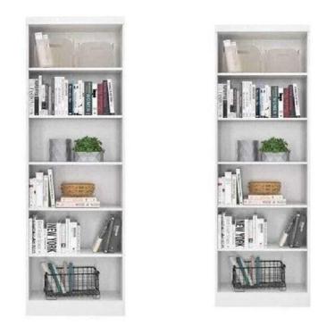 Imagem de Kit Estante Livreiro Linus Com 5 Prateleiras Qmovi COD 1404, Branco