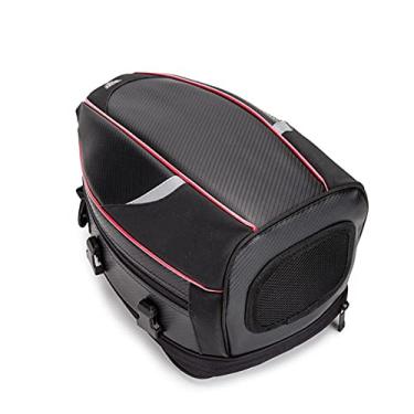 Imagem de Mala de viagem para motocicleta, impermeável, porta-malas de motocicleta, padrão de fibra de carbono, bolsa traseira de motocicleta, vem com alça de fixação e capa de chuva, capa superior de