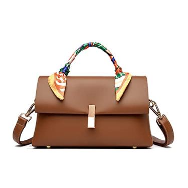 Imagem de Bolsas de mão de luxo bolsas tiracolo para mulheres Saddle Bag de couro transversal ombro bolsa mensageiro para mulheres(Brown)