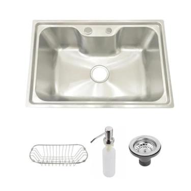 Imagem de Cuba Pia Gourmet Aço Inox 201 Para Cozinha Belcca 70x45cm Kit Completo Cg201-c01