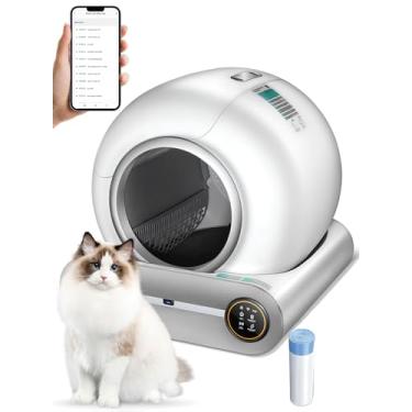 Imagem de Caixa de Areia Autolimpante, Caixa de Areia com Sensor/Controle Por App/limpeza programada, 65L+9L para Gatos, para Gatos Fechada, Grande