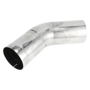 Imagem de Motoforti Tubo de escape de mandril de corte de 45 graus DIY personalizado carro modificado tubulação de tubo de escape 114 mm/4,5" OD 200 mm/8 comprimento T304 aço inoxidável prateado