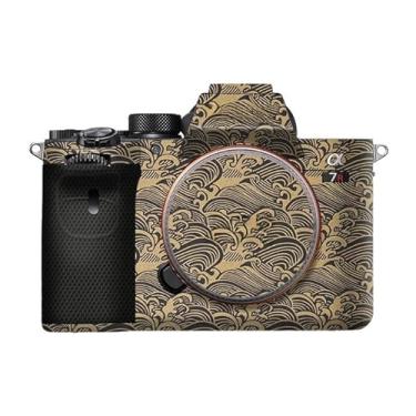 Imagem de JERXTTON Adesivo de capa de câmera antiarranhões para Sony Alpha A7RV A7R5 A7RM5 protetor de película de vinil para decoração protetora (ouro onda)