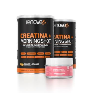 Imagem de 2 Potes Creatina + Morning Shot com Creme Resveratrol- Renova Be (144, Laranja)