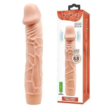 Imagem de Vibrador Prótese Realistica Silicone Texturizado Multivelocidade Baile Barbara (22,5cm)