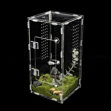 Imagem de Swirge Gabinete de aranha saltadora de acrílico, cercado de terrário de répteis com porta de abertura frontal, caixa de reprodução de tanque de habitat de répteis para lagarto de cobra de inseto
