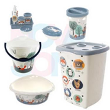 Imagem de Kit Banho Cesto,lixeira,saboneteira,balde,bacia,kit higiene Bichinhos 