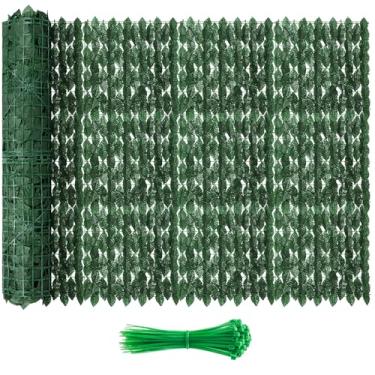 Imagem de KASZOO Tela De Cerca De Privacidade De Hera Artificial De 120 X 60 Pol., Painéis De Cerca De Privacidade, Fundo De Vegetação Falsa, Cerca De Privacidade De Folhas De Hera, Tela De Privacidade De Cer