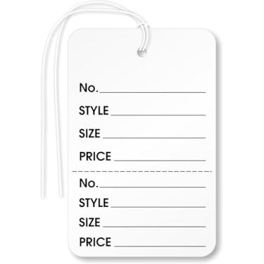 Imagem de Etiquetas de vestuário perfuradas SmartSign com cordão | 4,5 cm x 7 cm, pacote com 1000