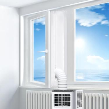 Imagem de Gruntbear Vedação universal de janela para ar condicionado portátil, vedação de janela CA portátil de 118 polegadas com zíper e fixador adesivo funciona com secadora de roupas, fácil de instalar (300