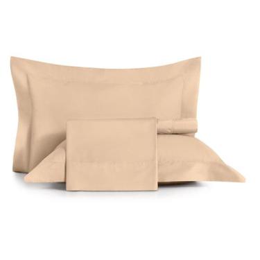 Imagem de Jogo de Cama Queen 4 Peças Altenburg Algodão Lux 200 Fios Bege Caramel