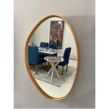 Imagem de Espelho Decorativo Orgânico 03 Com Moldura Lâmina De Madeira - Liz Dec