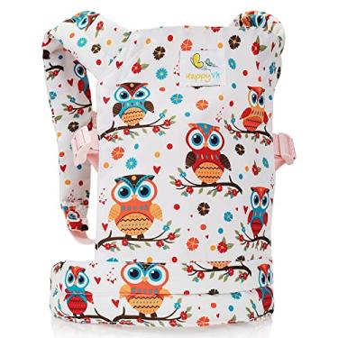 Imagem de HappyVk - Mochila porta-bonecas de brinquedo para crianças, porta-bonecas - boneca transporte dianteiro e traseiro- com bordado de coruja