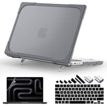 Imagem de Teryeefi [Durável] e [resistente] Capa dobrável com suporte para MacBook Pro de 14 polegadas M4 M3 M2 M1 Pro Max Chip 2025 2024 2023 2021, capa rígida à prova de choque, anti-arranhões e impressões