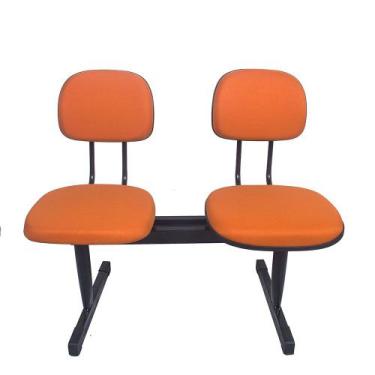 Imagem de Cadeira longarina secretaria reta 2 lugares laranja - PopMov
