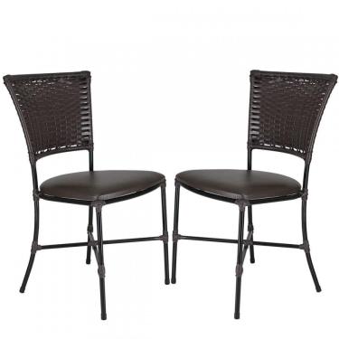 Imagem de Jogo Com 2 Cadeiras Fibra Sintética Tabaco Com Marrom