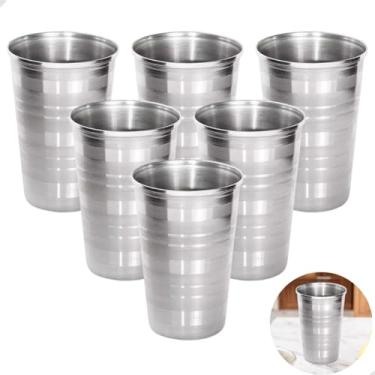 Imagem de Jogo de Copos Inox 390ml Copos Para Cerveja Agua Suco Refri Resistente Durável Grande