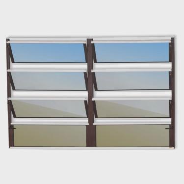 Imagem de Janela de Alumínio Basculante 2 Seções 80x120cm Vidro Espelhado Plus Brimak